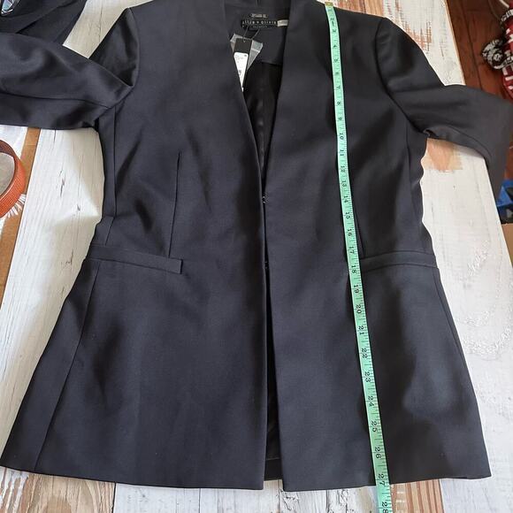 Alice + Olivia Classics Jerri Open-Front Collarless Blazer Size US 10 Black - Picture 11 of 14